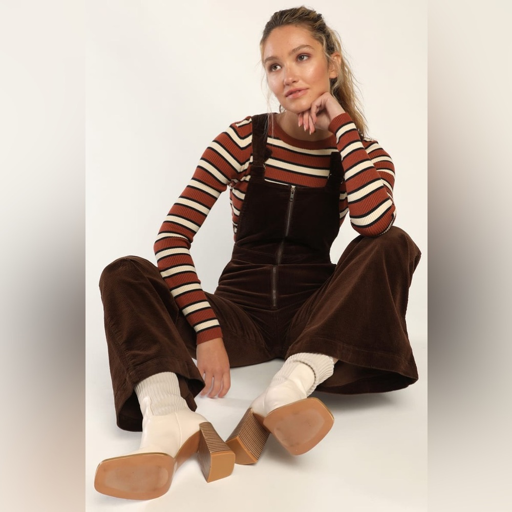 ROLLA'S Brown Corduroy Wide-Leg Jumpsuit
